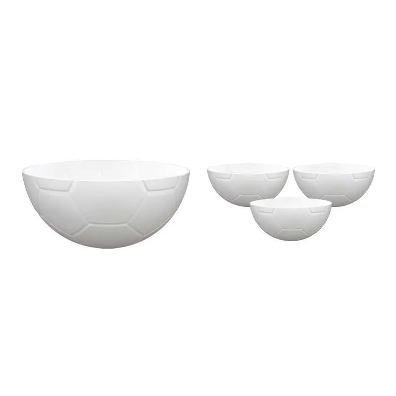 Kit 4 Petisqueira Futebol Branco 240ml Plástico