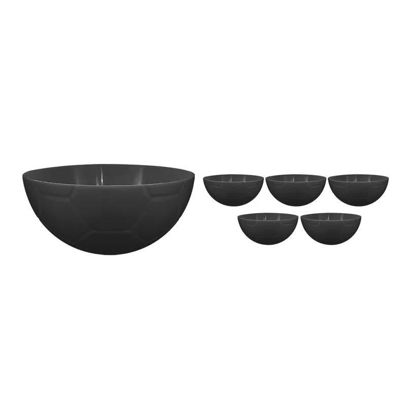 Kit 6 Petisqueira Futebol Preto 240ml Plástico