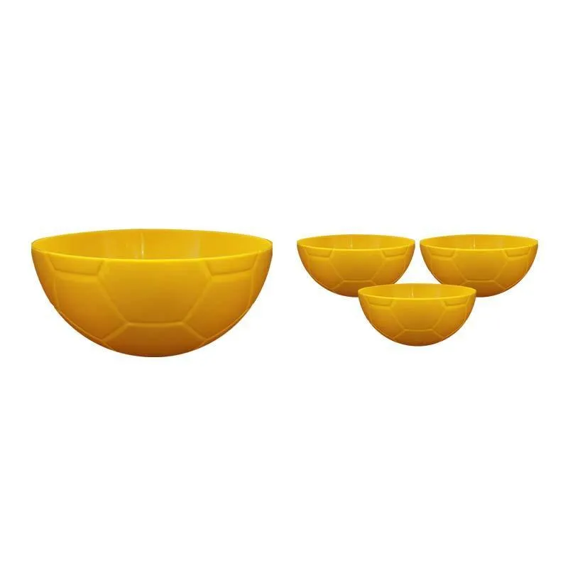 Kit 4 Petisqueira Futebol Amarelo 240ml Plástico