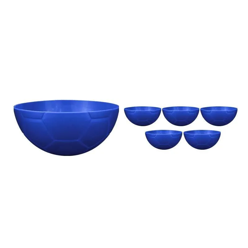 Kit 6 Petisqueira Futebol Azul 240ml Plástico