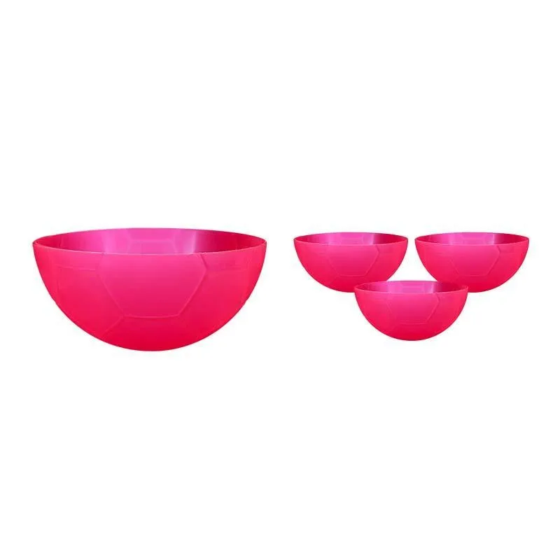 Kit 4 Petisqueira Futebol Rosa Neon 240ml Plástico