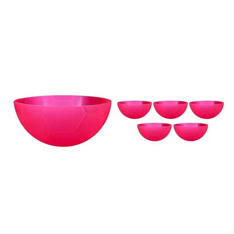 Kit 6 Petisqueira Futebol Rosa Neon 240ml Plástico