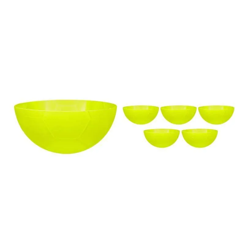 Kit 6 Petisqueira Futebol Amarelo Neon 240ml Plástico