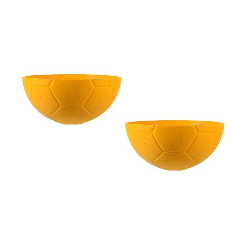Kit 2 Petisqueira Futebol Fibra Madeira Amarelo 240ml