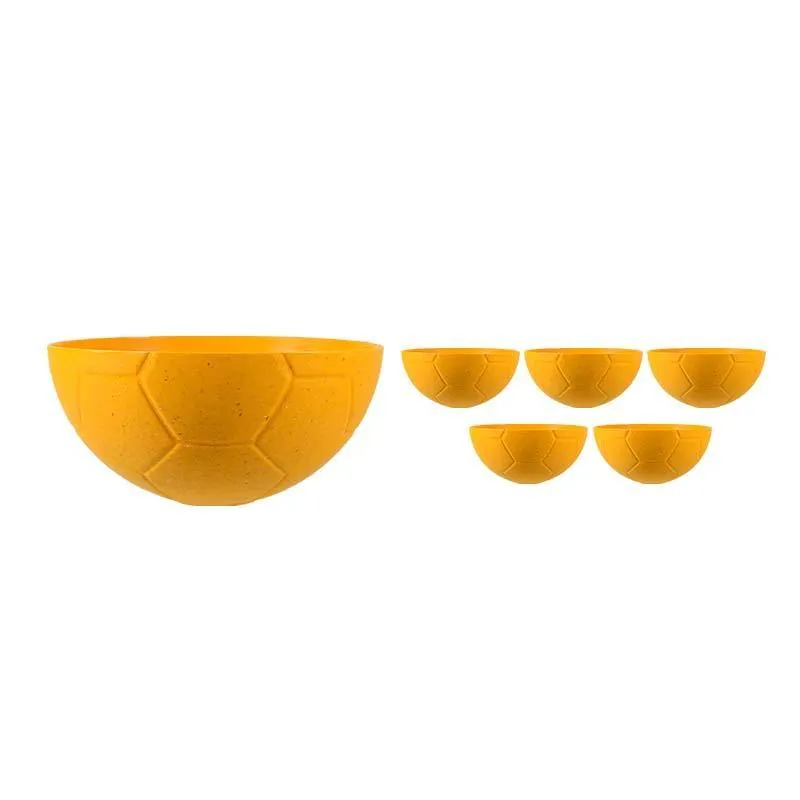 Kit 6 Petisqueira Futebol Fibra Madeira Amarelo 240ml