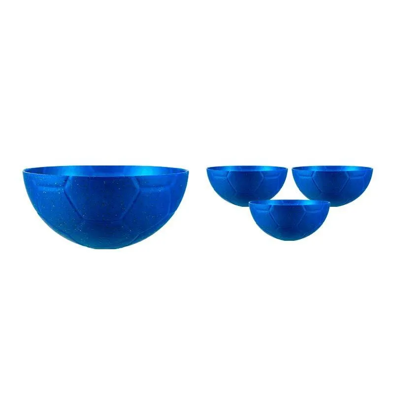 Kit 4 Petisqueira Futebol Fibra Madeira Azul 240ml