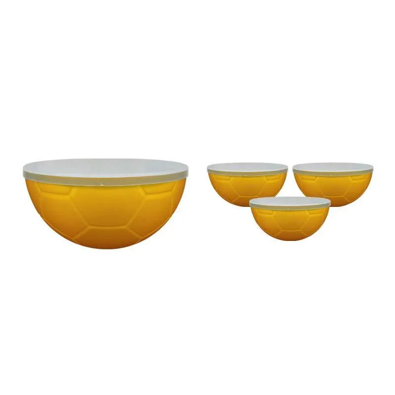 Kit 4 Petisqueira Futebol Tampa Amarelo 240ml Plástico