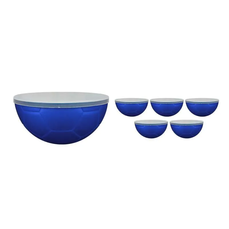 Kit 6 Petisqueira Futebol Tampa Azul 240ml Plástico