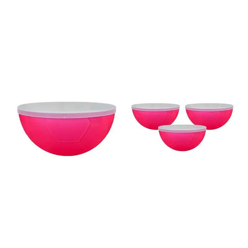 Kit 4 Petisqueira Futebol Tampa Rosa Neon 240ml Plástico