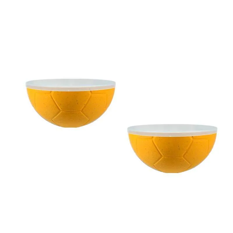 Kit 2 Petisqueira Futebol Tampa Fibra Madeira Amarelo 240ml