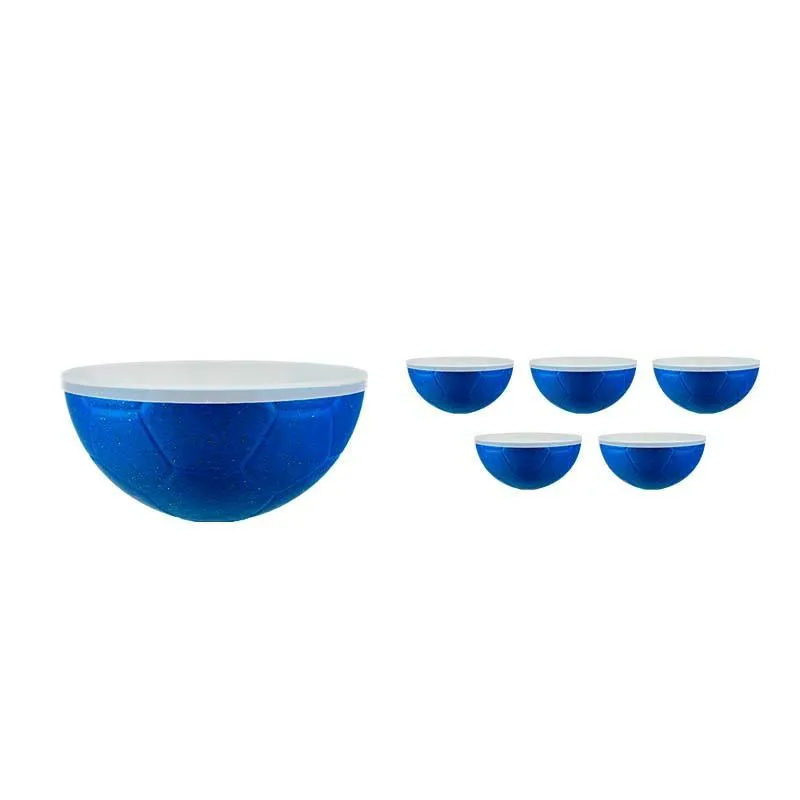 Kit 6 Petisqueira Futebol Tampa Fibra Madeira Azul 240ml