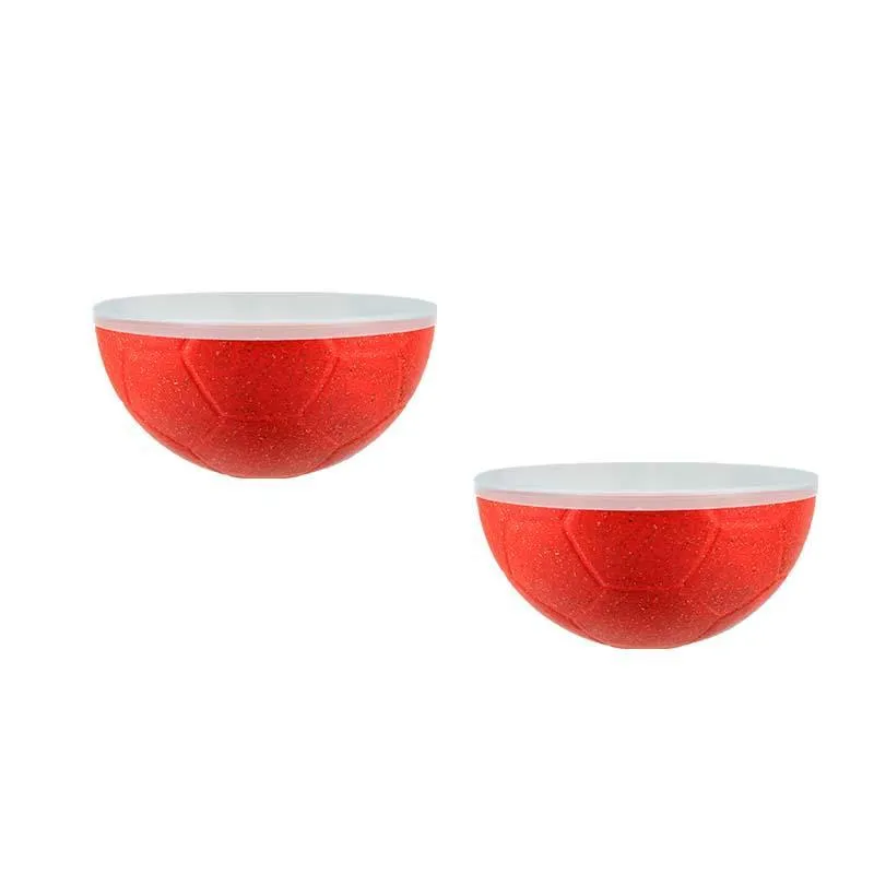 Kit 2 Petisqueira Futeboltampa Fibra Madeira Vermelho 240ml