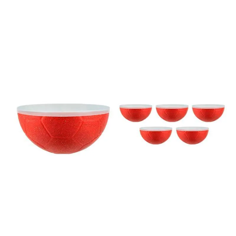 Kit 6 Petisqueira Futeboltampa Fibra Madeira Vermelho 240ml