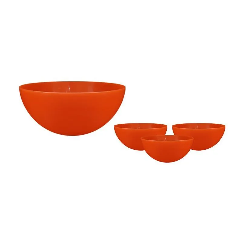 Kit 4 Mini Bowl Laranja Neon 240ml Plástico Premium