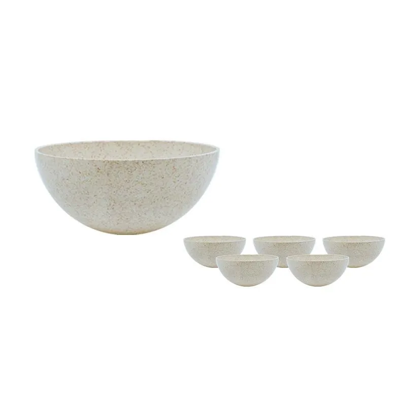 Kit 6 Mini Bowl Fibra Madeira Green Colors Palha 240Ml