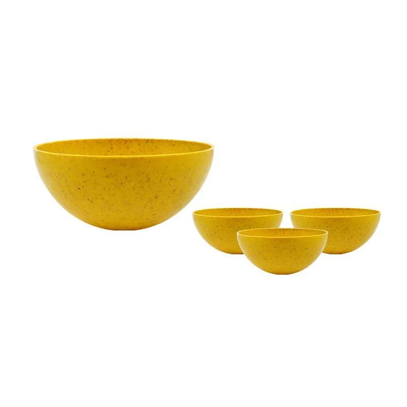 Kit 4 Mini Bowl Fibra Madeira Green Colors Amarelo 240ml