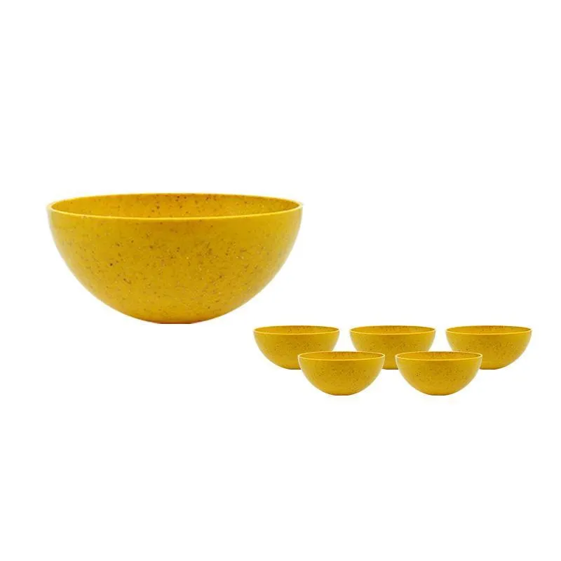 Kit 6 Mini Bowl Fibra Madeira Green Colors Amarelo 240Ml