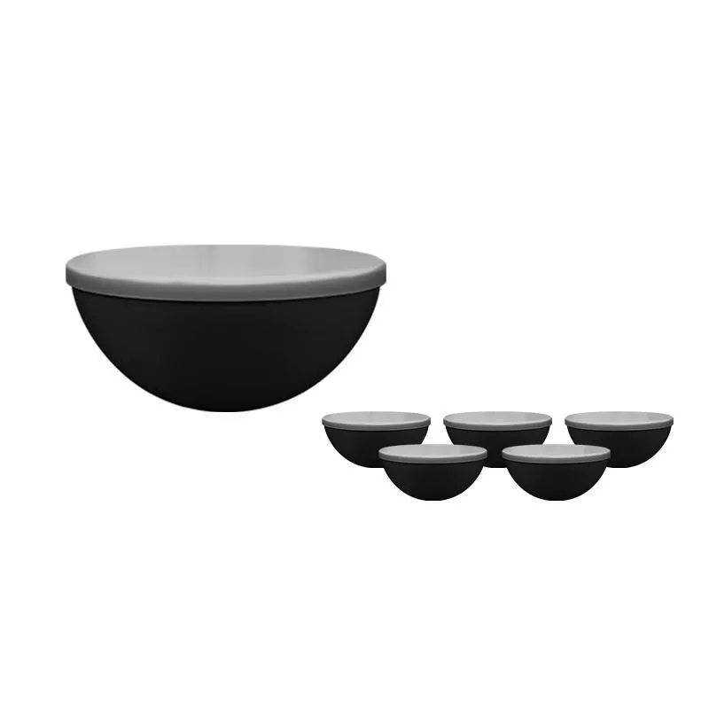 Kit 6 Mini Bowl Tampa Preto 240ml Plástico Premium