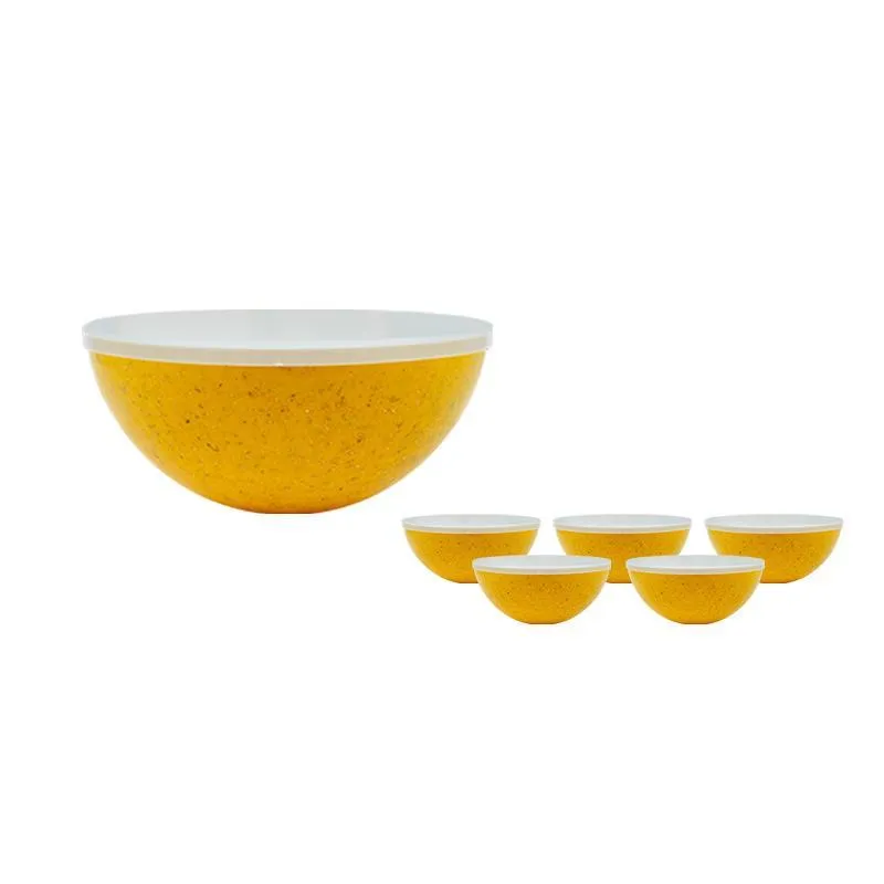 Kit 6 Mini Bowl Tampa Fibra Madeira Amarelo 240ml