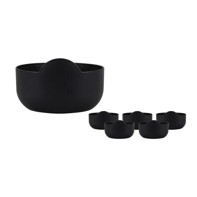 Kit 6 Super Bowl Preto 475Ml Plástico Premium