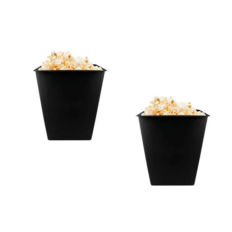 Kit 2 Pipoqueira Retrô Preto 2,6l Plástico Premium