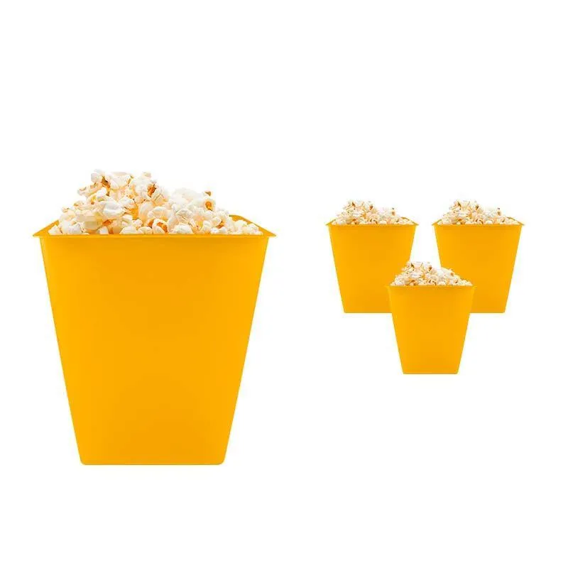 Kit 4 Pipoqueira Retrô Amarelo 2,6l Plástico Premium