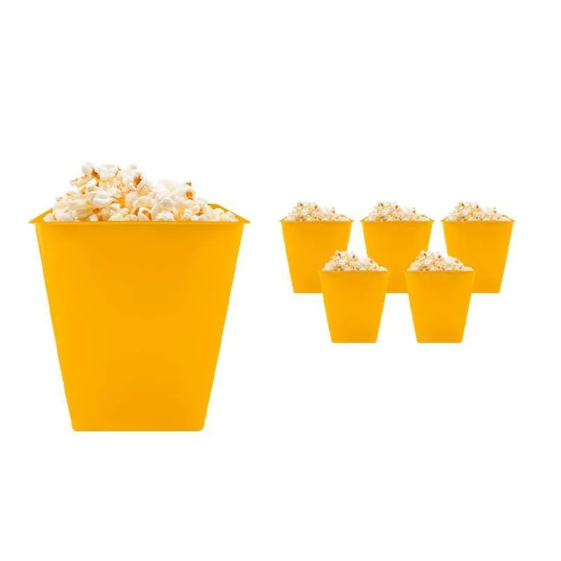 Kit 6 Pipoqueira Retrô Amarelo 2,6l Plástico Premium
