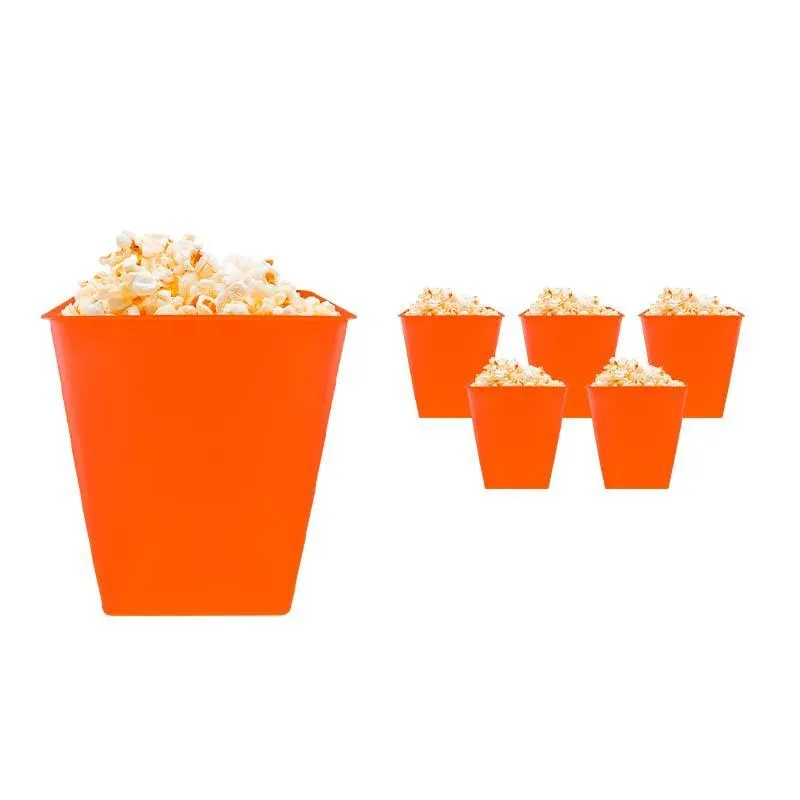 Kit 6 Pipoqueira Retrô Alaranjado 2,6l Plástico Premium