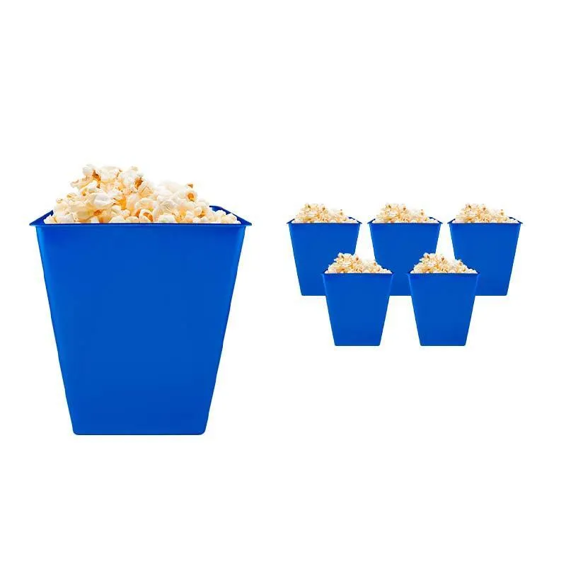 Kit 6 Pipoqueira Retrô Azul 2,6l Plástico Premium