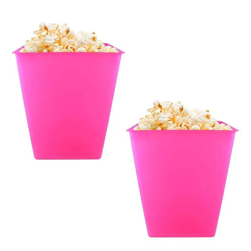 Kit 2 Pipoqueira Retrô Rosa Neon 2,6L Plástico Premium