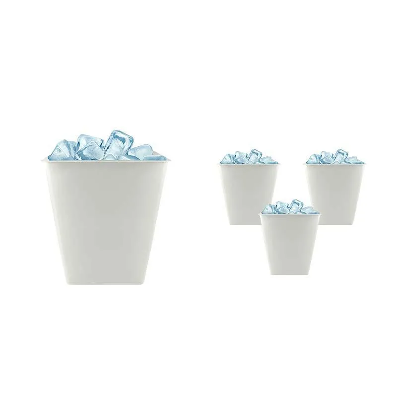 Kit 4 Balde Gelo Branco 2,6l Plástico Premium