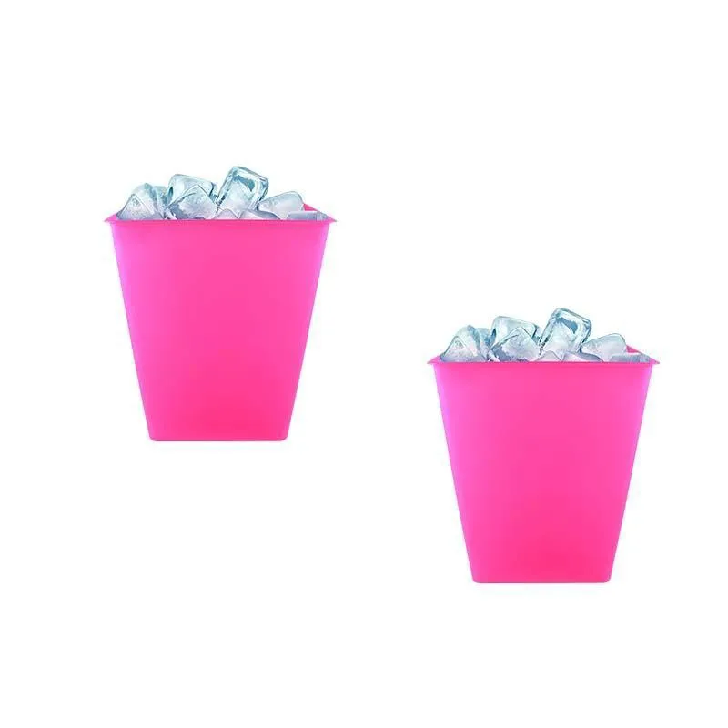 Kit 2 Balde Gelo Rosa Neon 2,6L Plástico Premium