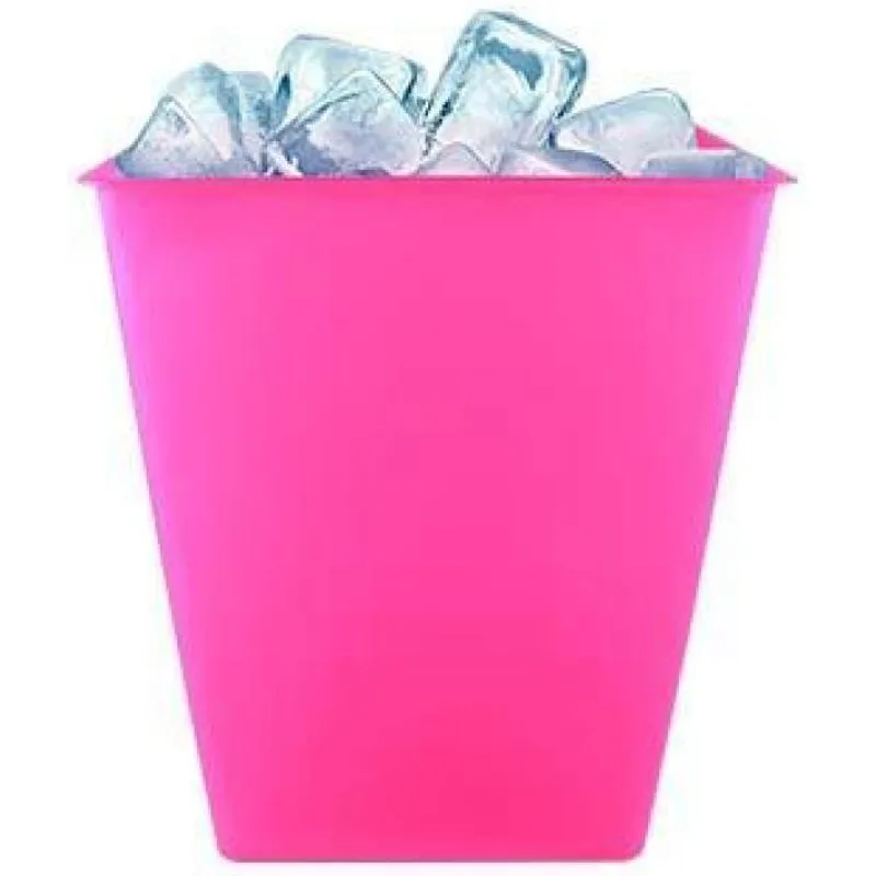Kit 6 Balde Gelo Rosa Neon 2,6l Plástico Premium