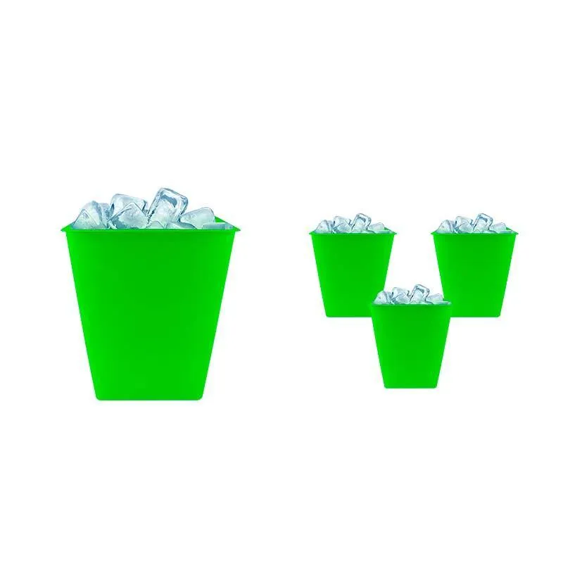 Kit 4 Balde Gelo Verde Neon 2,6l Plástico Premium