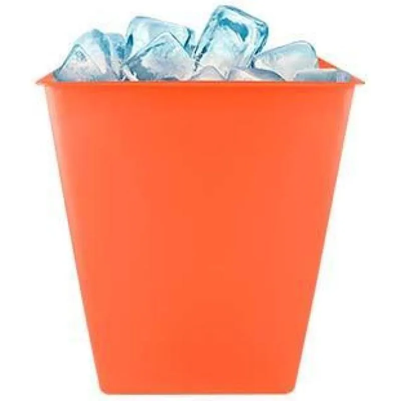 Kit 6 Balde Gelo Laranja Neon 2,6l Plástico Premium
