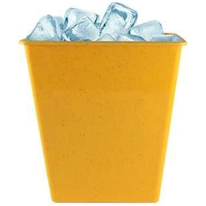 Kit 2 Balde Gelo Fibra Madeira Amarelo 2,6l
