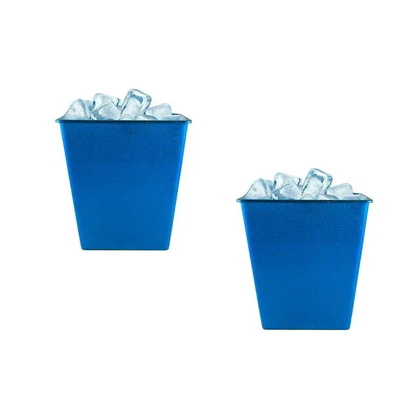 Kit 2 Balde Gelo Fibra Madeira Azul 2,6l