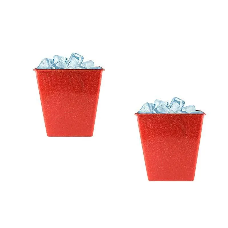 Kit 2 Balde Gelo Fibra Madeira Vermelho 2,6l