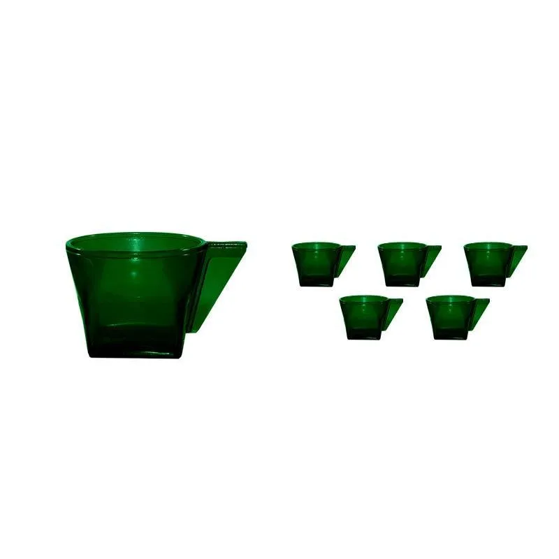 Kit 6 Xícara Cristal Verde 50ml Plástico