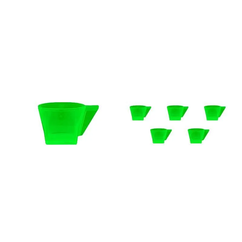 Kit 6 Xícara Cristal Verde Neon 50ml Plástico