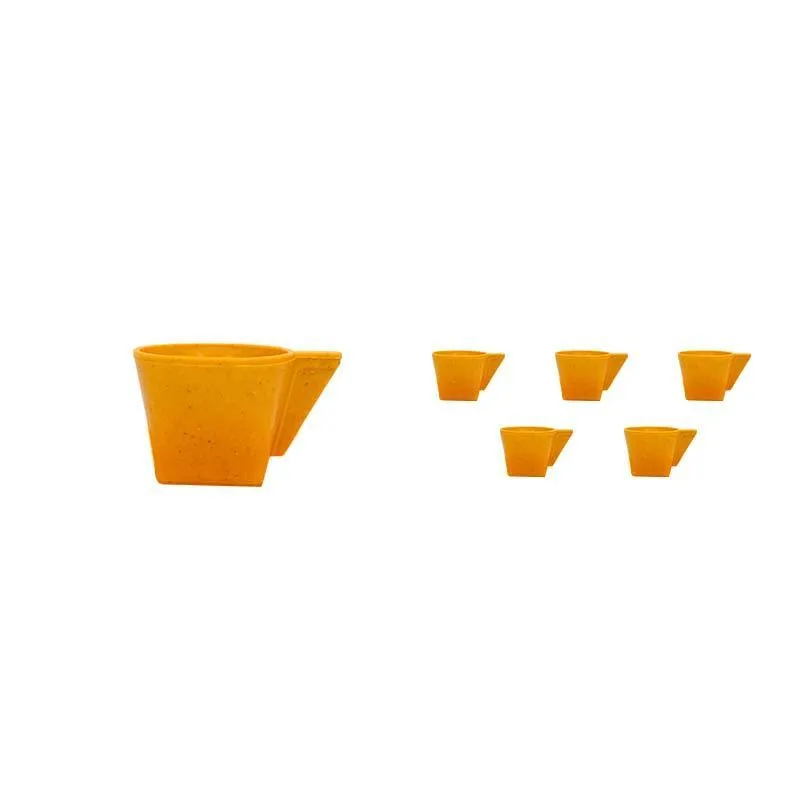 Kit 6 Xícara 50ml Fibra Madeira Amarelo