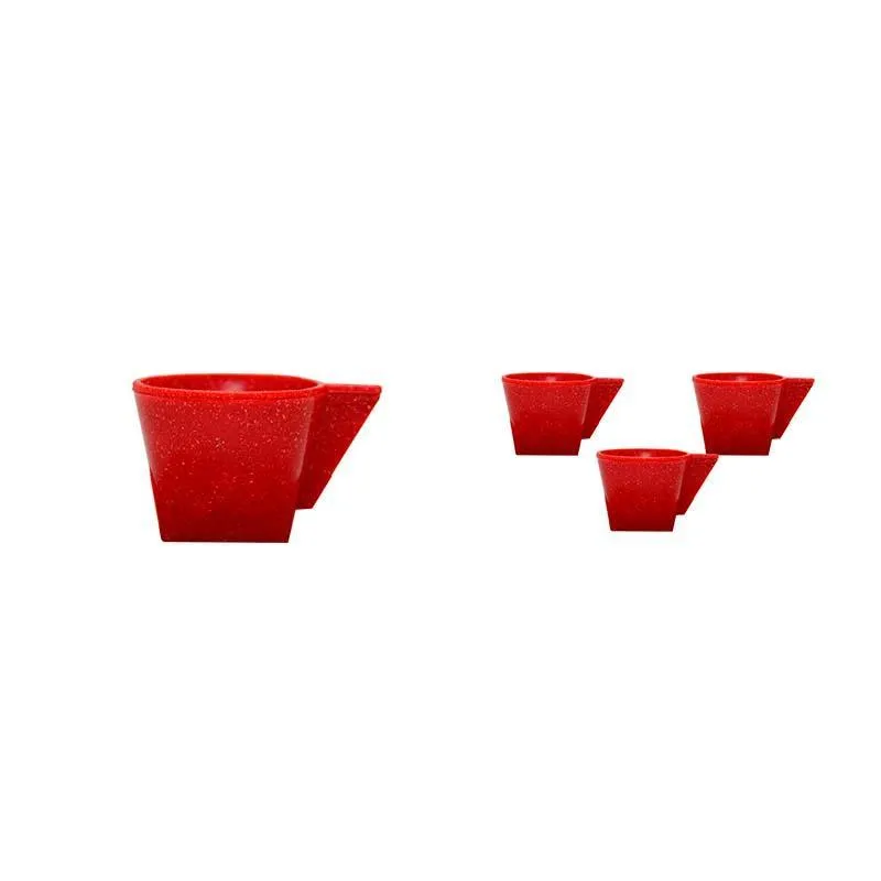 Kit 4 Xícara 50ml Fibra Madeira Vermelho