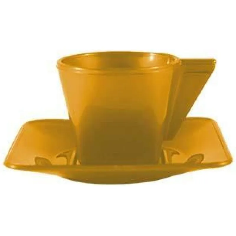 Kit 6 Xícara E Pires Dourado 50ml Plástico
