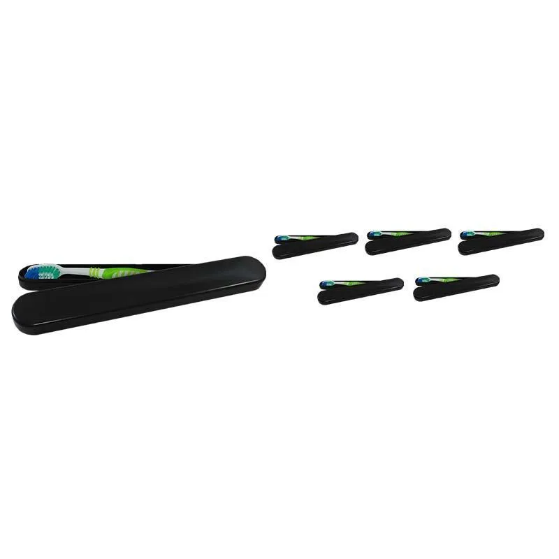 Kit 6 Porta Escova Dental Preto Plástico