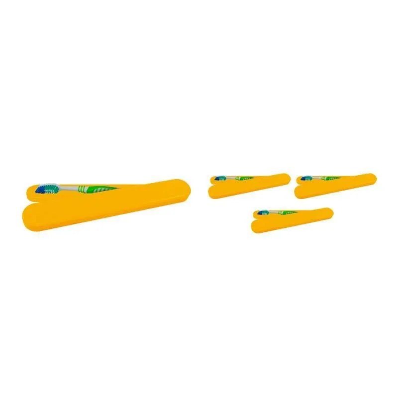 Kit 4 Porta Escova Dental Amarelo Plástico