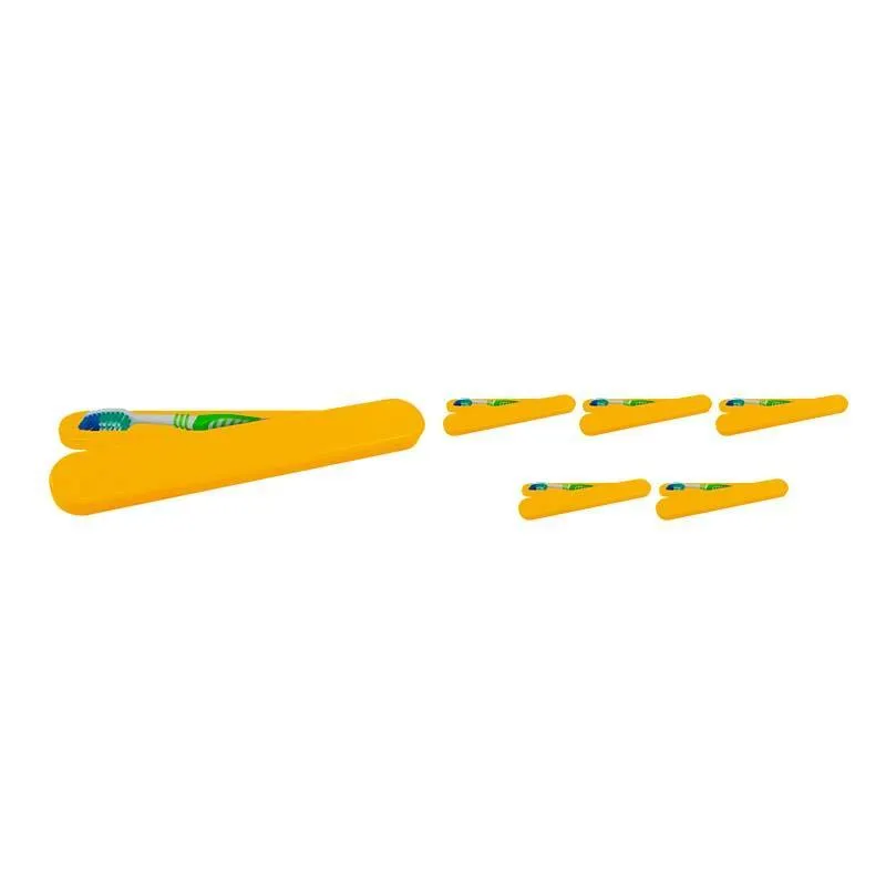 Kit 6 Porta Escova Dental Amarelo Plástico
