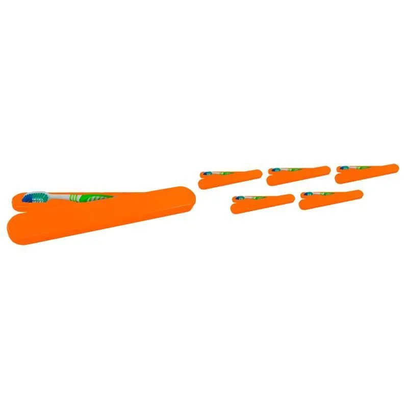 Kit 6 Porta Escova Dental Alaranjado Plástico