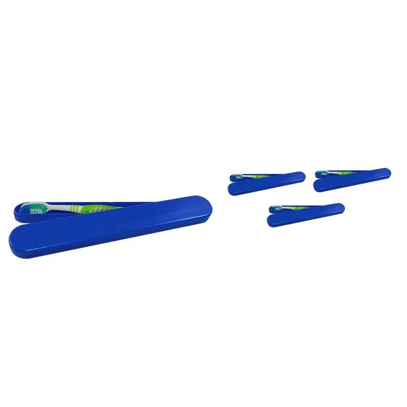 Kit 4 Porta Escova Dental Azul Plástico