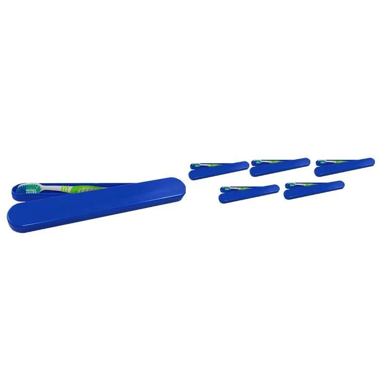 Kit 6 Porta Escova Dental Azul Plástico