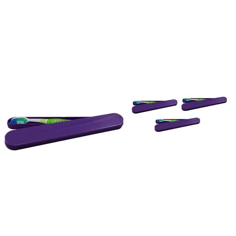 Kit 4 Porta Escova Dental Lilás Plástico
